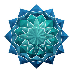 Sea green origami flower pattern mandala 3d vector