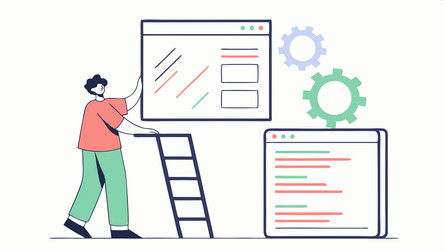 web development team optimizing digital interface vector image