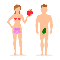 apple adam and eve silhouettes vector