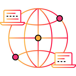 computer network outline icon cloud computing tech vector image