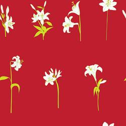 lilies sparse pattern on red vector image