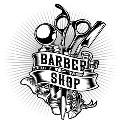 Vintage Barber Shop Emblem Vector Image