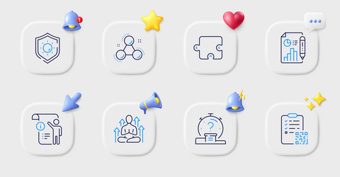 Yoga quiz and manual doc line icons for web app vector