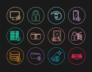 set line computer api interface cyber security vector image