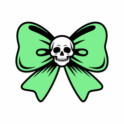 Skull with Green Bow Vector Image