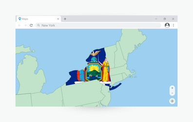 browser window with map of new york searching vector