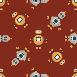 seamless pattern with funny robots vector image