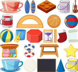 Set isolated objects stationeries vector