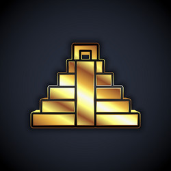 gold chichen itza in mayan icon isolated on black vector