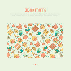 Organic farming concept with thin line icons vector