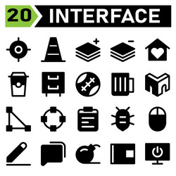 user interface icon set include location target vector image