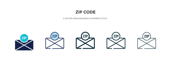 zip code icon in different style two colored vector