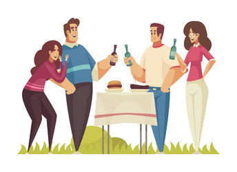 Friends barbecue party composition vector