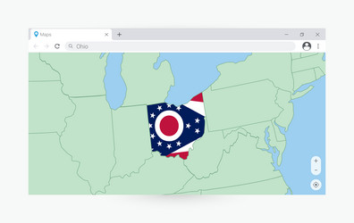 browser window with map of ohio searching vector image