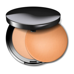 compact make-up powder open round container vector