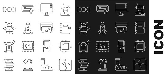 Set line piece of puzzle processor with cpu vector