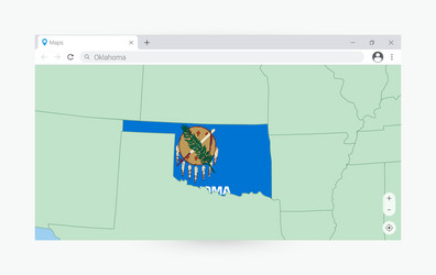 browser window with map of oklahoma searching vector image