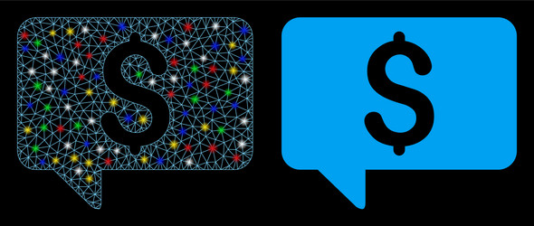 glowing mesh 2d price message icon with flash vector image