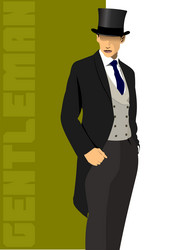 Handsome london gentleman color 3d vector