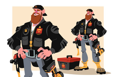 Man builder in uniform and with tools vector