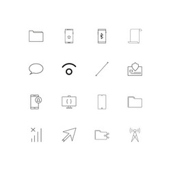 network and database simple linear icons set vector image