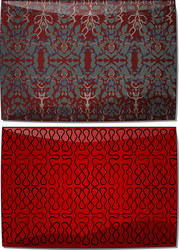 two red carpets with abstract pattern vector