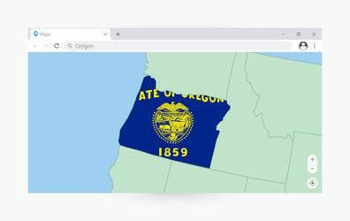 browser window with map of oregon searching vector image