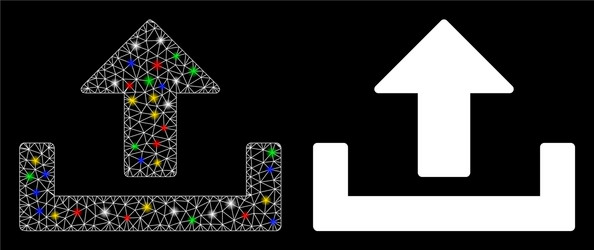 flare mesh wire frame upload icon with spots vector image
