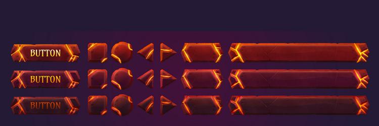 Lava Game UI Button Set vector image
