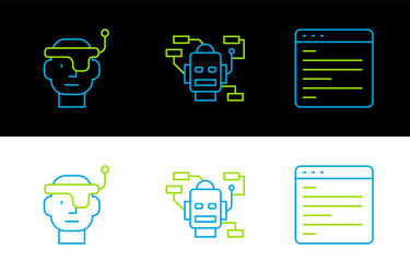 Set line computer api interface smart glasses vector