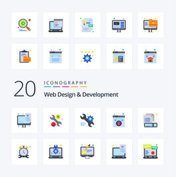 20 web design and development flat color icon vector image