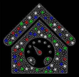 bright mesh wire frame meter building with light vector image