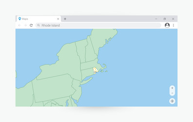 browser window with map of rhode island searching vector