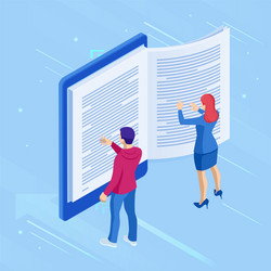 Isometric concept for digital reading e-classroom vector