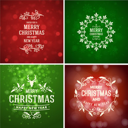 Set of merry christmas and happy new year vector