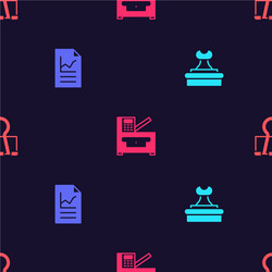 set stamp document with graph chart copy machine vector image