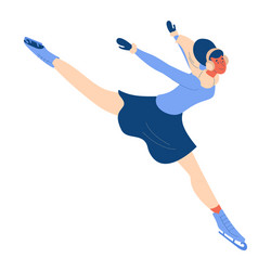 woman doing figure skating element in winter vector