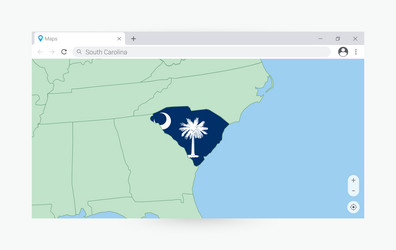 Browser window with map of south carolina vector