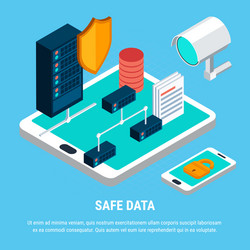 Secure Data Isometric Concept vector image
