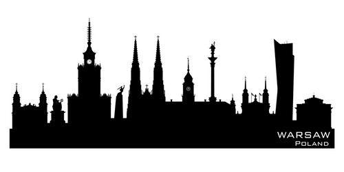 Warsaw City Skyline Silhouette Vector Image