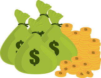 Cartoon big old bag with gold coins cash prize Vector Image