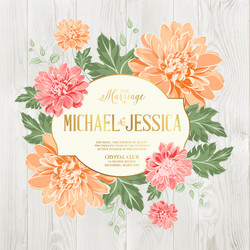 Chrysanthemum Wedding Invitation Vector Image