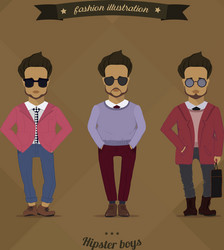 hipster urban fashion trendy men boys colored vector