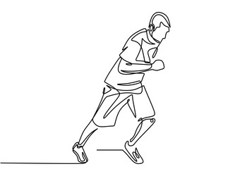 Continuous one line drawing of man running during Vector Image