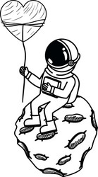 astronaut with spacesuit and planet in white vector image
