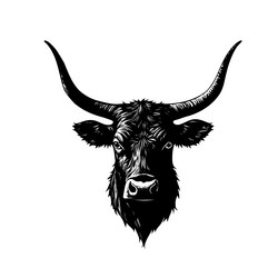 bull head logo black and white emblem image Vector Image