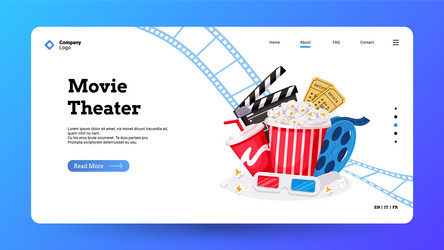 cinema landing page movie making and film theater vector