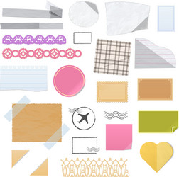 set different objects for scrapbooking scraps vector