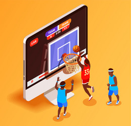 basketball online isometric concept vector