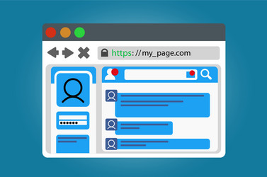 internet browser window with an open social vector image